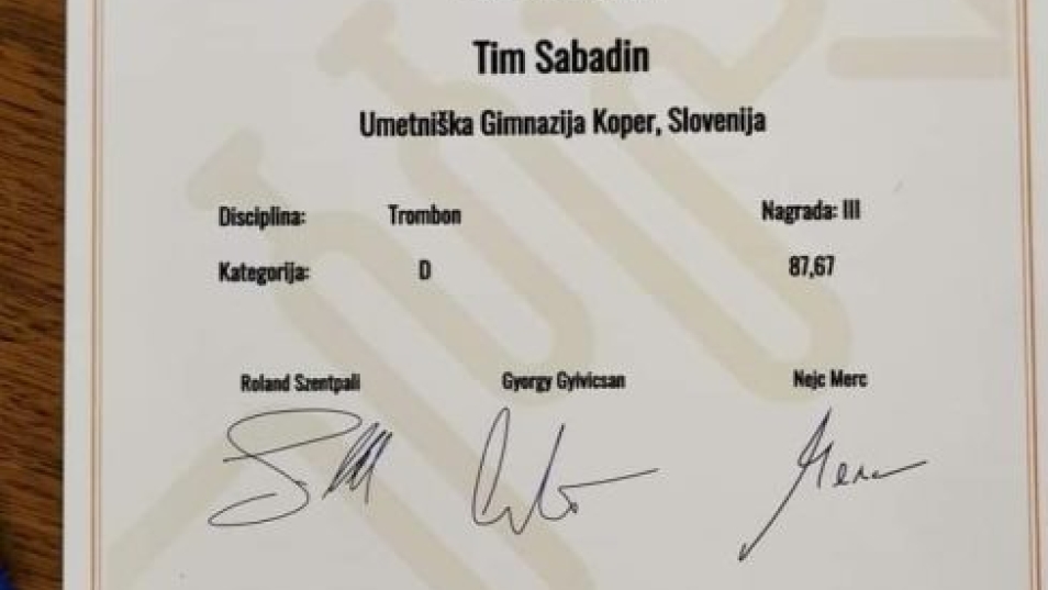Priznanje Tima Sabadina